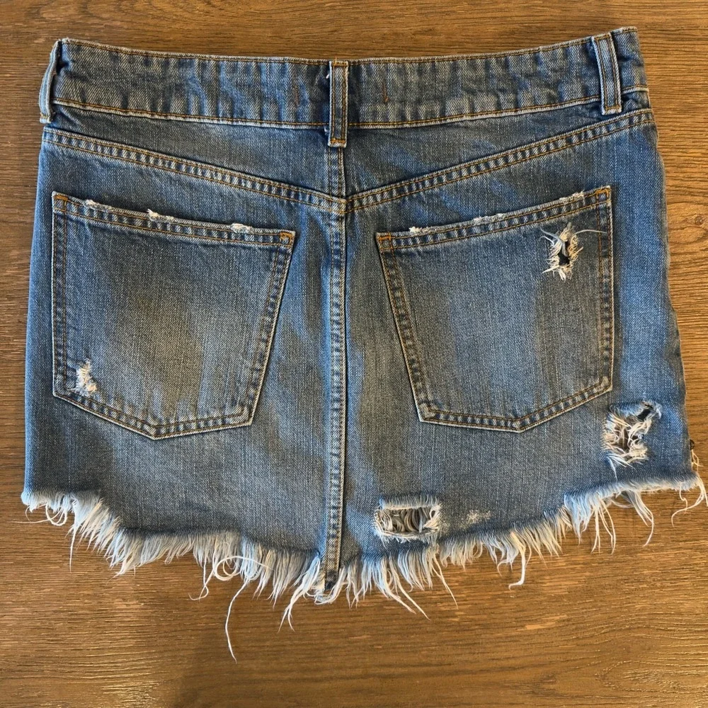 Free People Wild Rose Embroidered Studded Denim Jean Mini Skirt-Size 27-*Read*‎